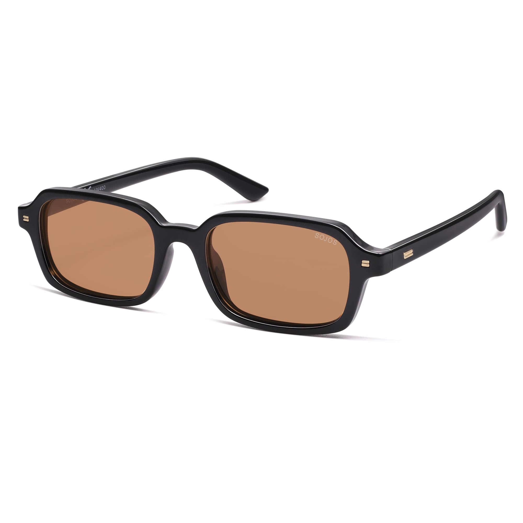 SOJOS Trendy Rectangle Polarized Sunglasses Womens Mens, Small Retro Fashion Thin Slim Square Sunnies SJ2610