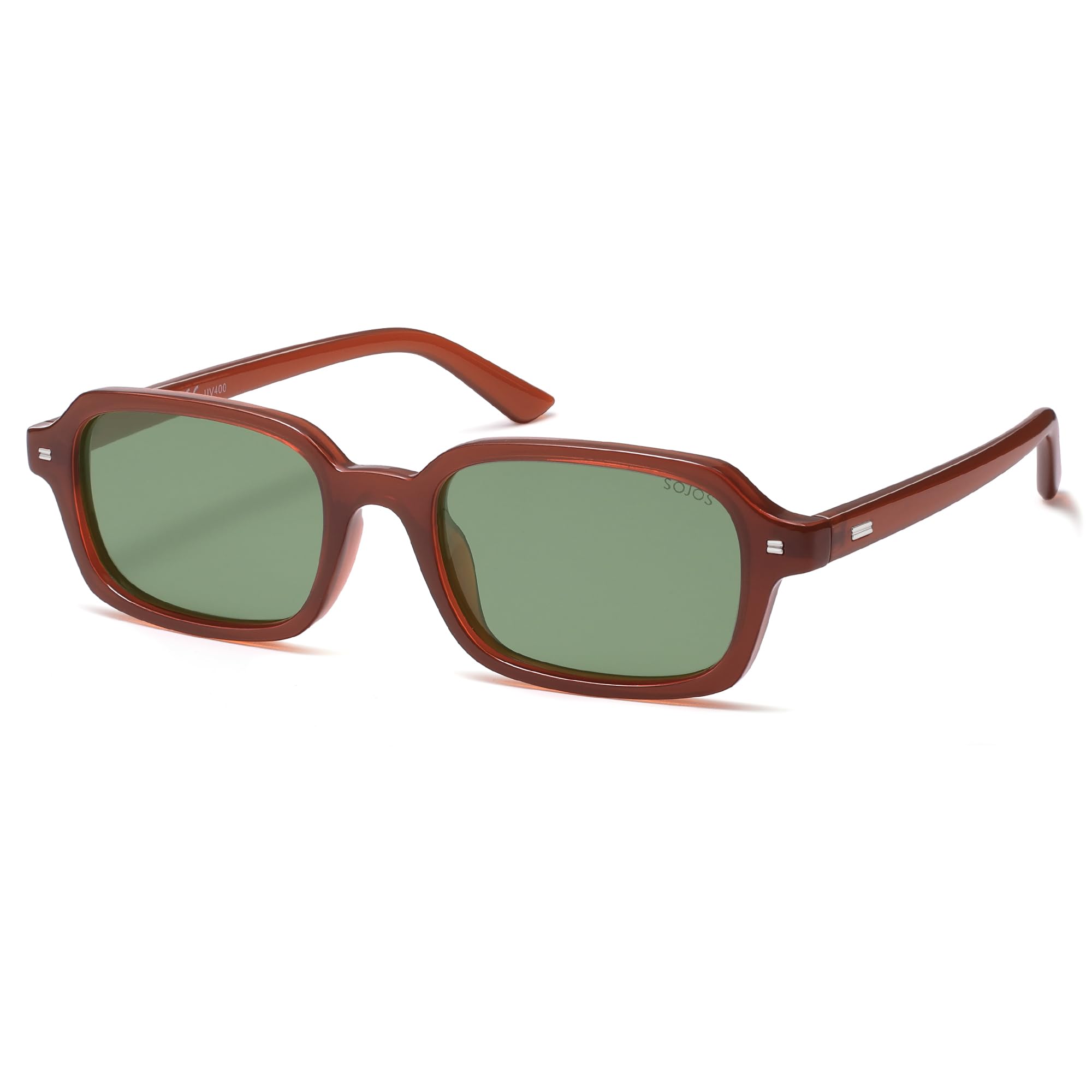SOJOS Trendy Rectangle Polarized Sunglasses Womens Mens, Small Retro Fashion Thin Slim Square Sunnies SJ2610