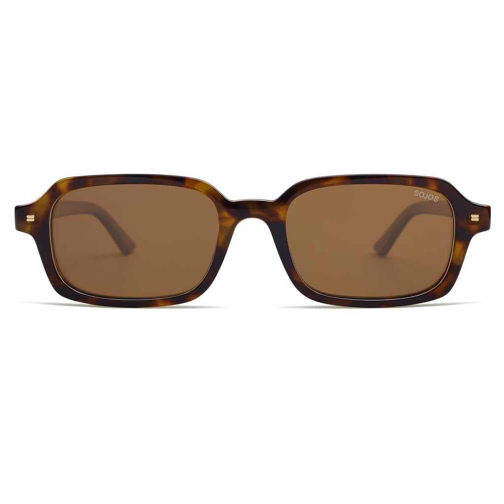 SOJOS Trendy Rectangle Polarized Sunglasses Womens Mens, Small Retro Fashion Thin Slim Square Sunnies SJ2610