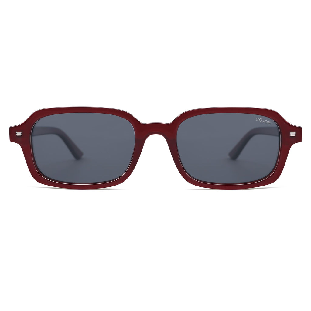 SOJOS Trendy Rectangle Polarized Sunglasses Womens Mens, Small Retro Fashion Thin Slim Square Sunnies SJ2610