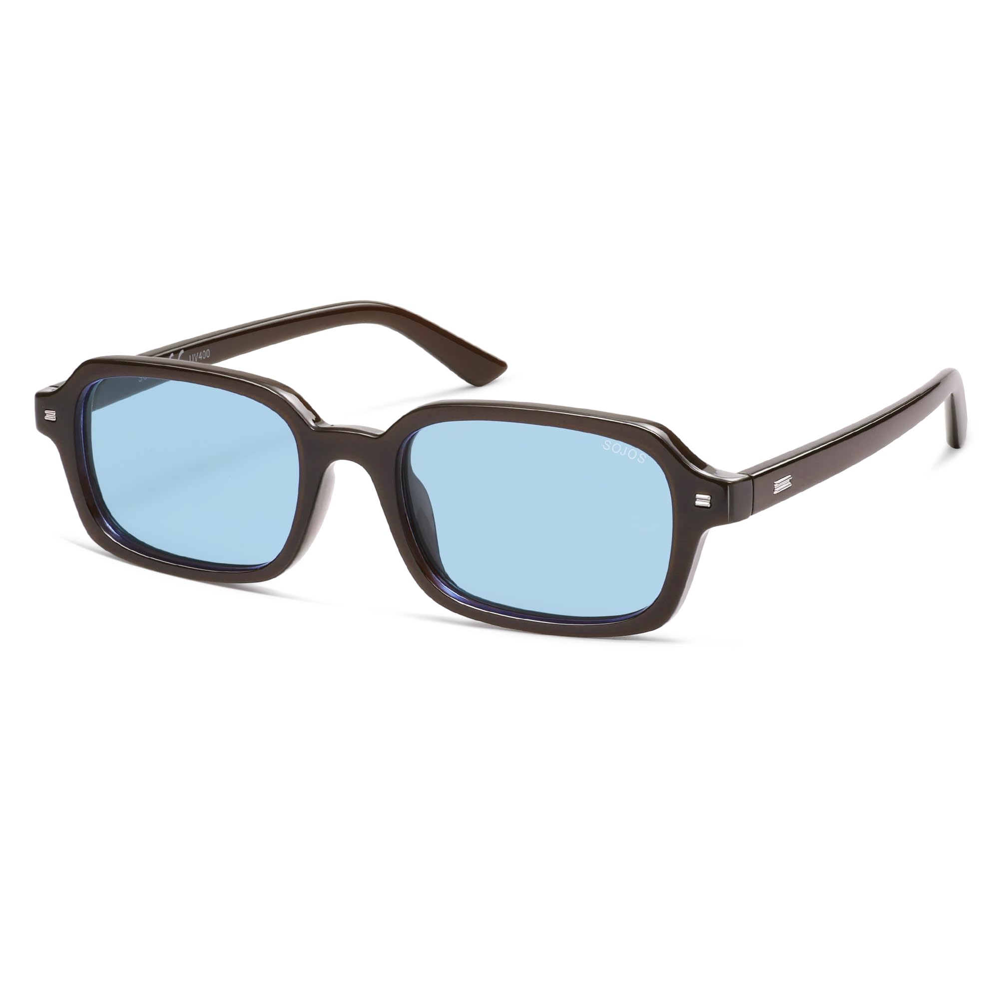 SOJOS Trendy Rectangle Polarized Sunglasses Womens Mens, Small Retro Fashion Thin Slim Square Sunnies SJ2610