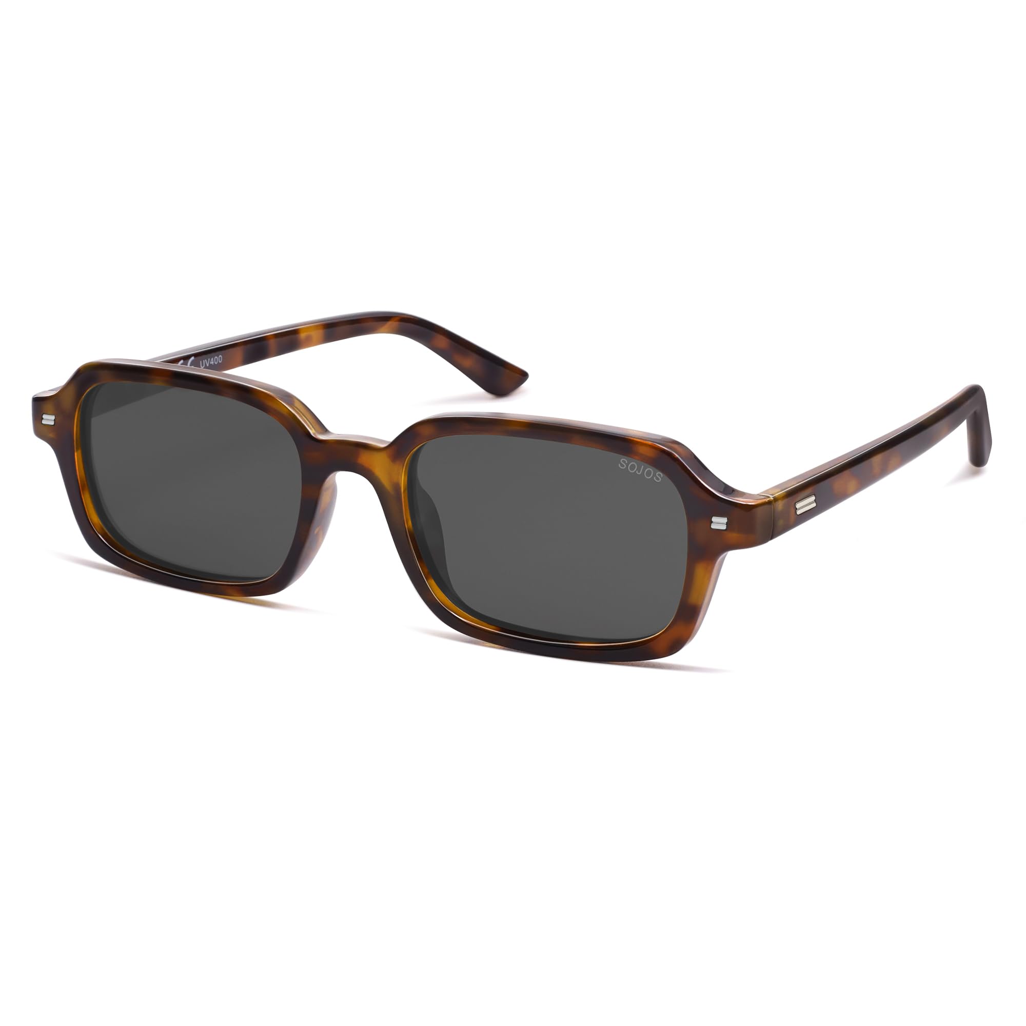 SOJOS Trendy Rectangle Polarized Sunglasses Womens Mens, Small Retro Fashion Thin Slim Square Sunnies SJ2610