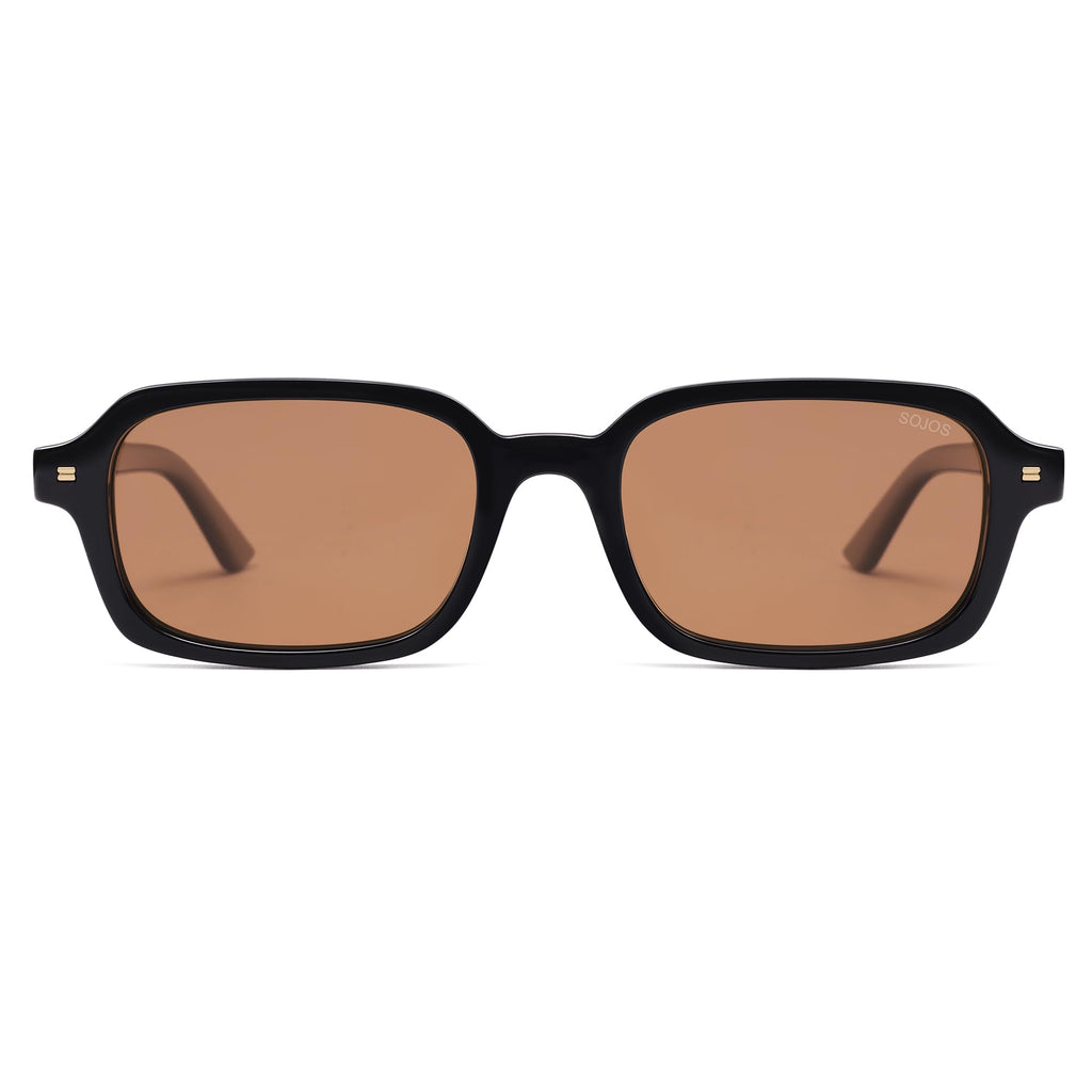 SOJOS Trendy Rectangle Polarized Sunglasses Womens Mens, Small Retro Fashion Thin Slim Square Sunnies SJ2610