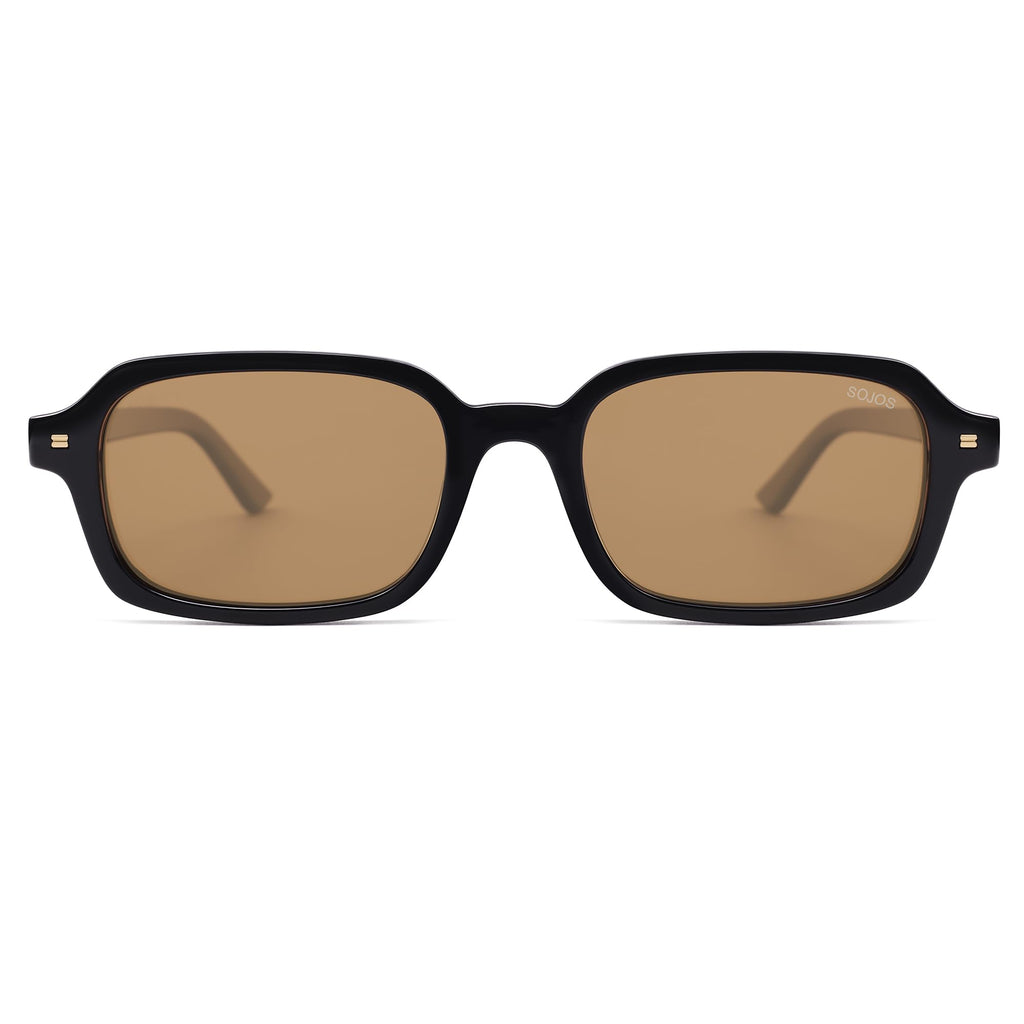 SOJOS Trendy Rectangle Polarized Sunglasses Womens Mens, Small Retro Fashion Thin Slim Square Sunnies SJ2610
