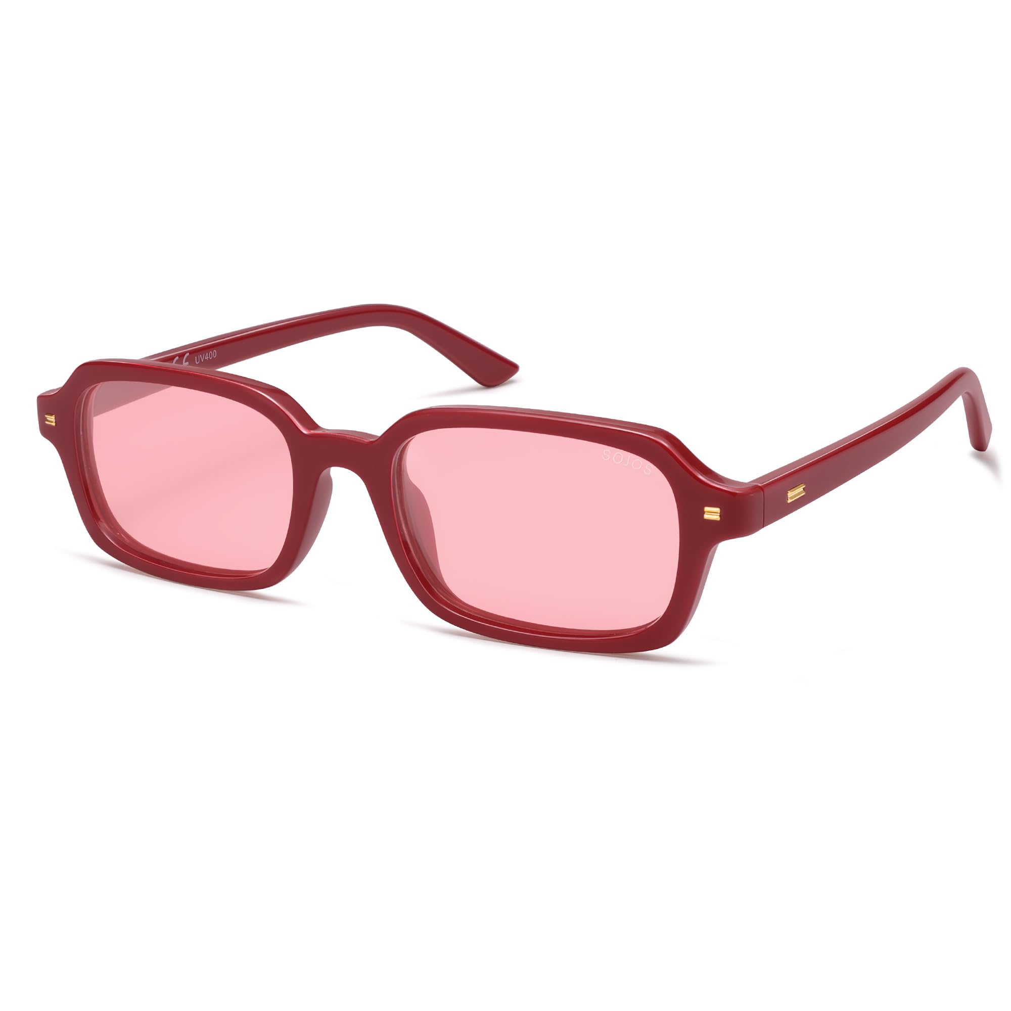 SOJOS Trendy Rectangle Polarized Sunglasses Womens Mens, Small Retro Fashion Thin Slim Square Sunnies SJ2610