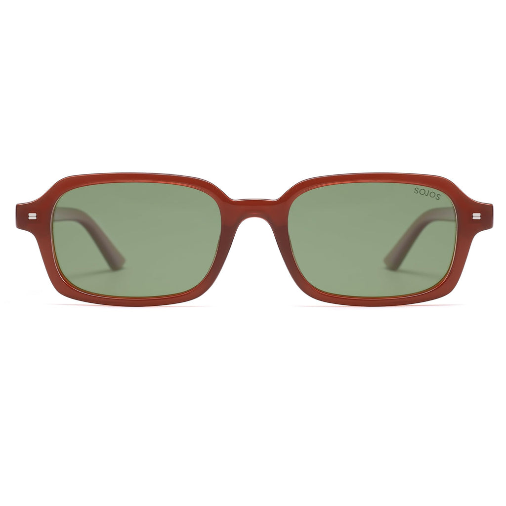 SOJOS Trendy Rectangle Polarized Sunglasses Womens Mens, Small Retro Fashion Thin Slim Square Sunnies SJ2610