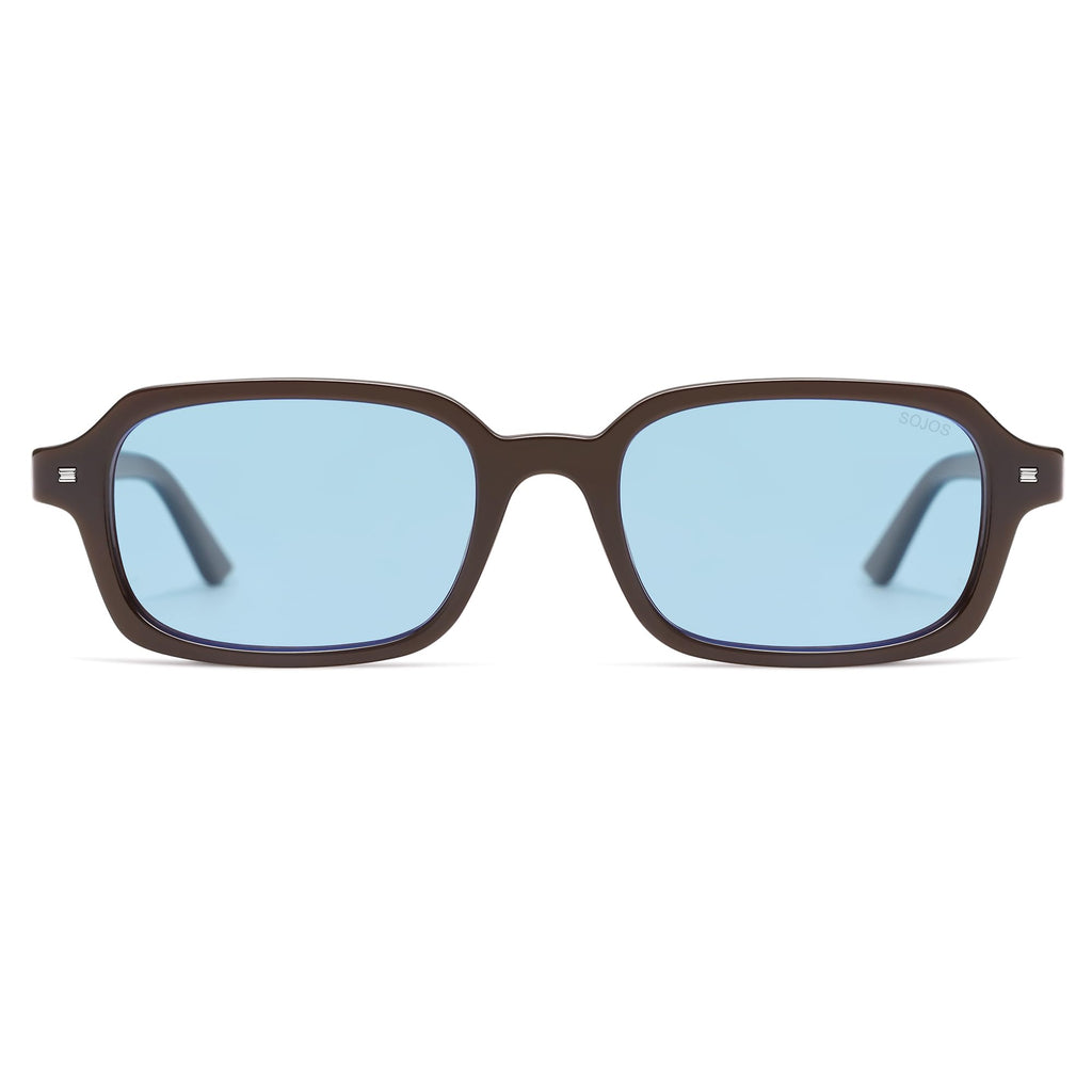 SOJOS Trendy Rectangle Polarized Sunglasses Womens Mens, Small Retro Fashion Thin Slim Square Sunnies SJ2610