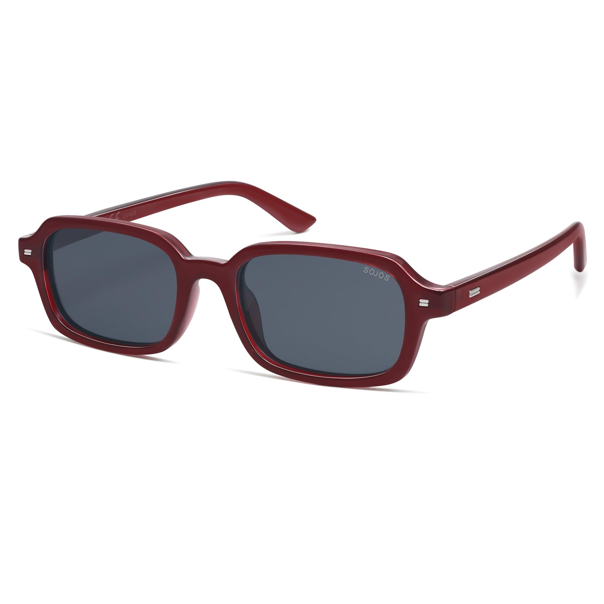SOJOS Trendy Rectangle Polarized Sunglasses Womens Mens, Small Retro Fashion Thin Slim Square Sunnies SJ2610