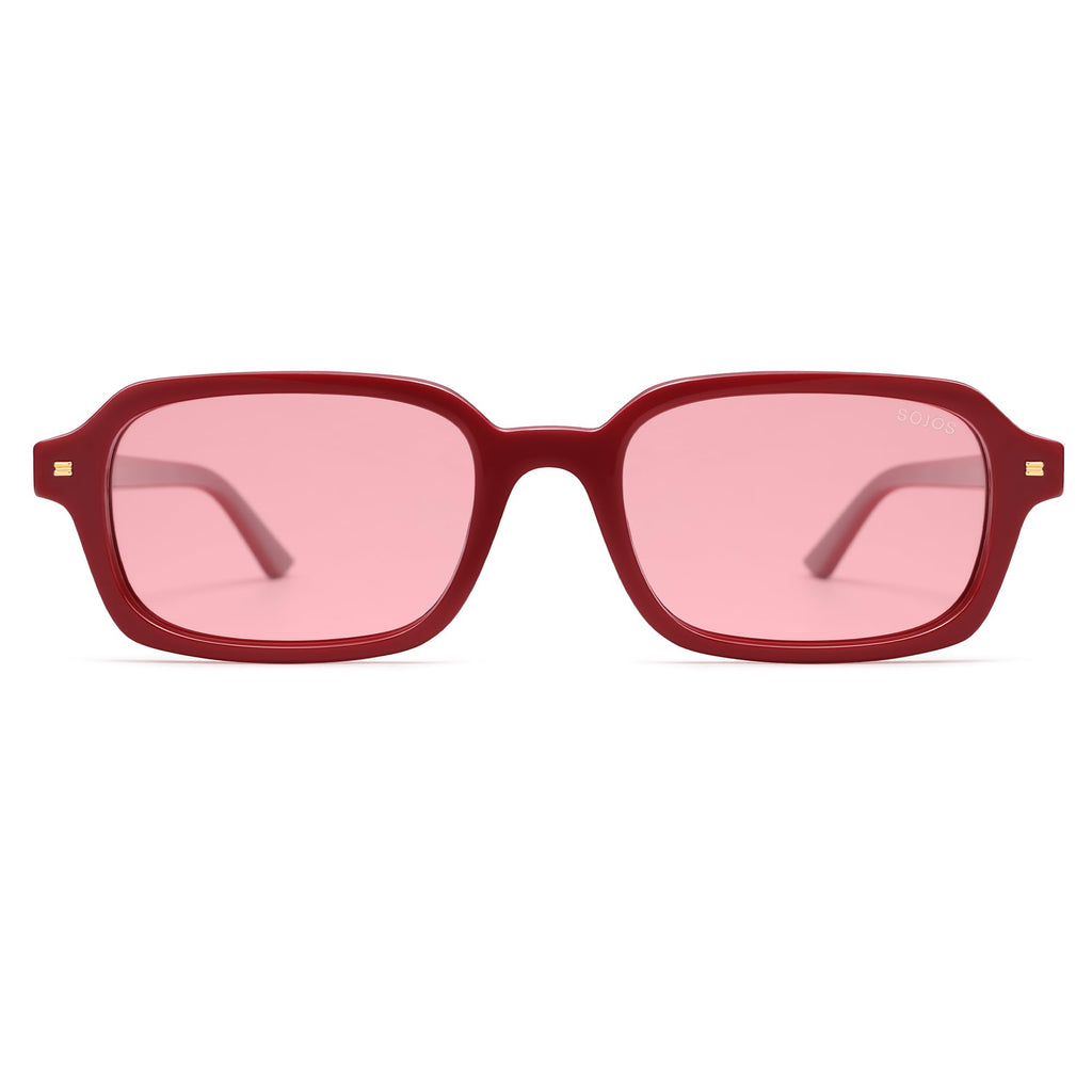SOJOS Trendy Rectangle Polarized Sunglasses Womens Mens, Small Retro Fashion Thin Slim Square Sunnies SJ2610