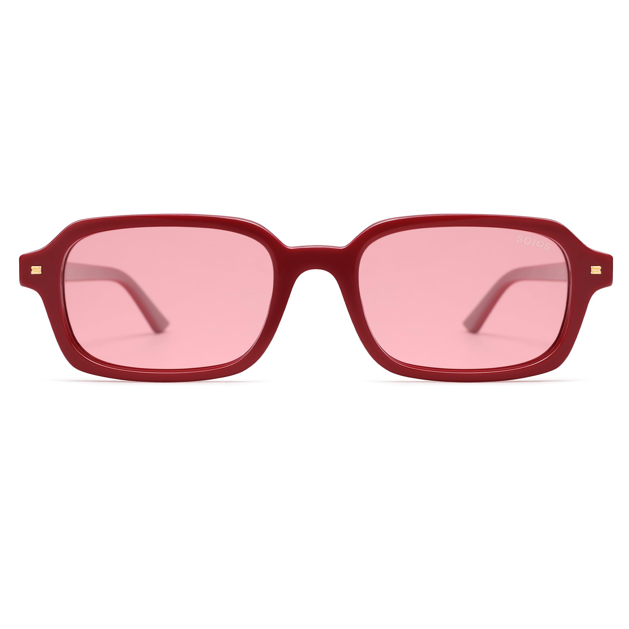 SOJOS Trendy Rectangle Polarized Sunglasses Womens Mens, Small Retro Fashion Thin Slim Square Sunnies SJ2610