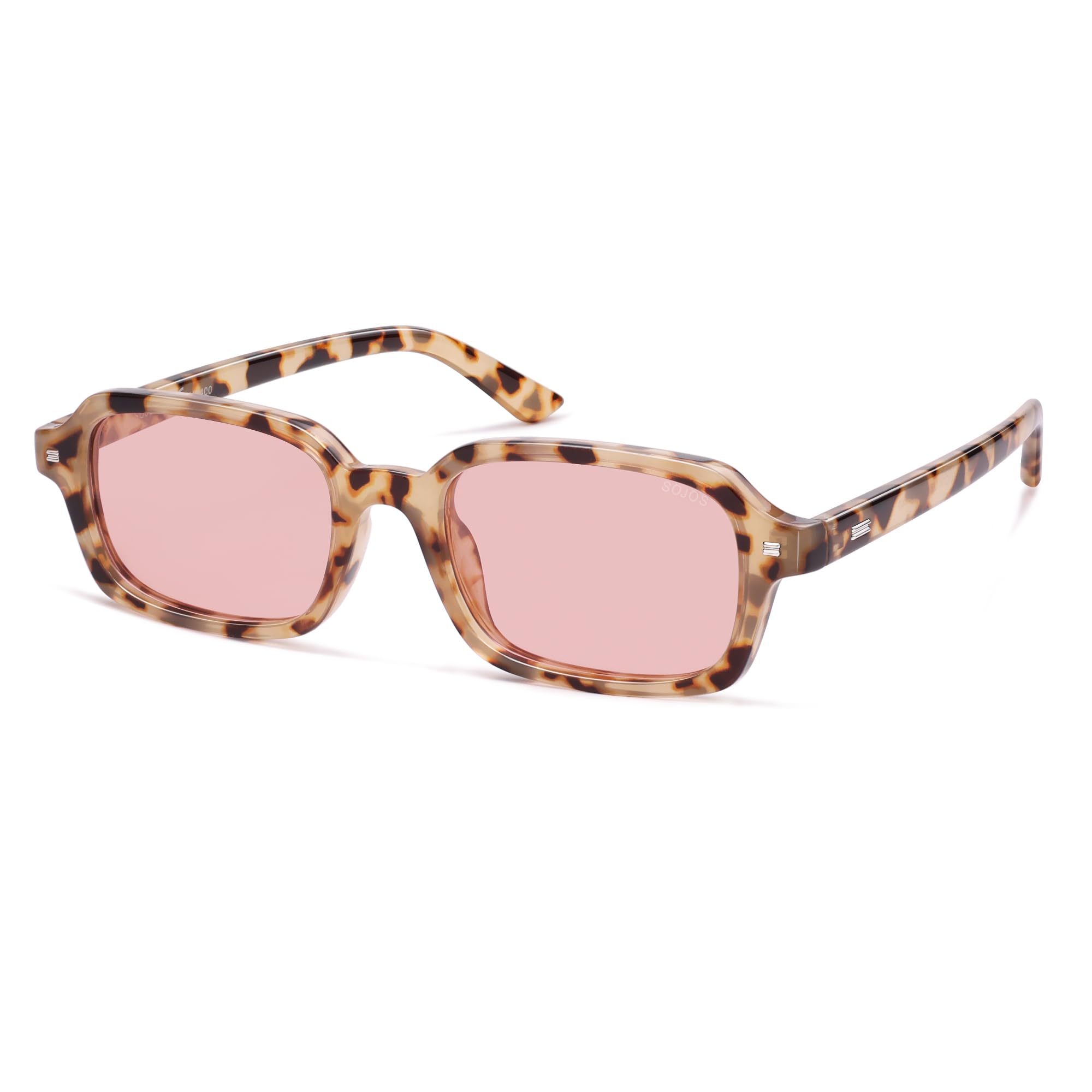 SOJOS Trendy Rectangle Polarized Sunglasses Womens Mens, Small Retro Fashion Thin Slim Square Sunnies SJ2610