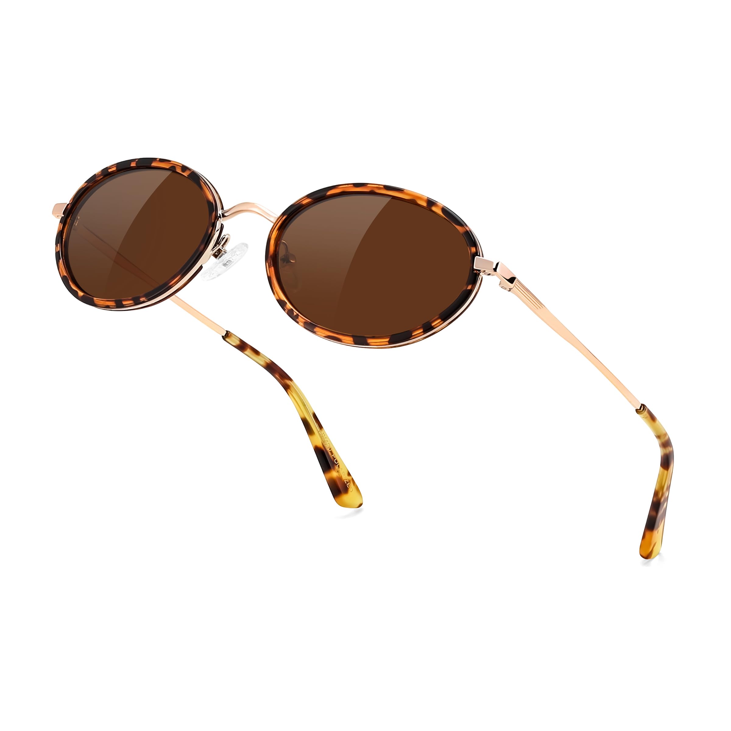 FEISEDY Polarized Oval Metal UV400 Protection Sunglasses for Women Men, Classic Retro Trendy Vintage TR90 Shades B0439
