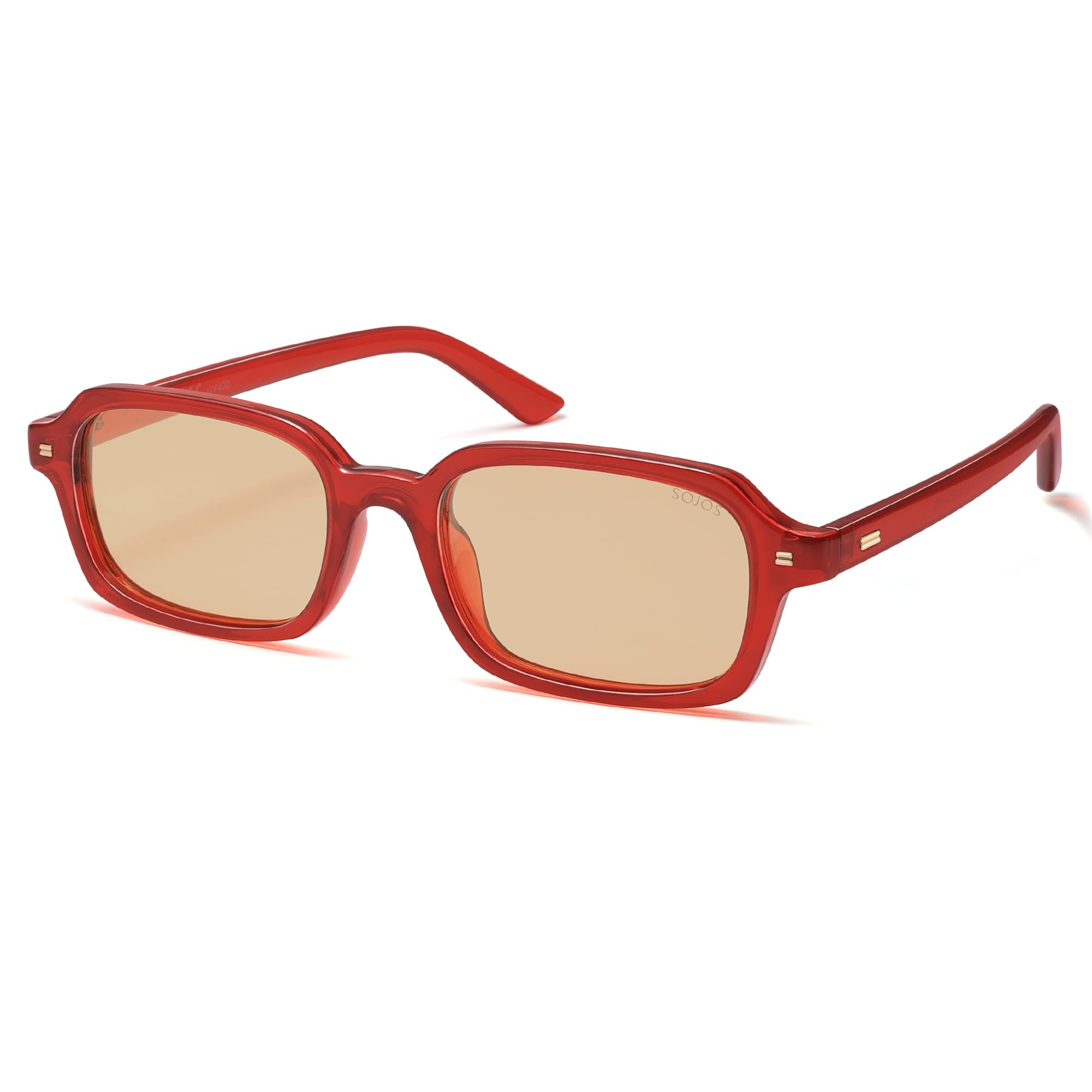 SOJOS Trendy Rectangle Polarized Sunglasses Womens Mens, Small Retro Fashion Thin Slim Square Sunnies SJ2610
