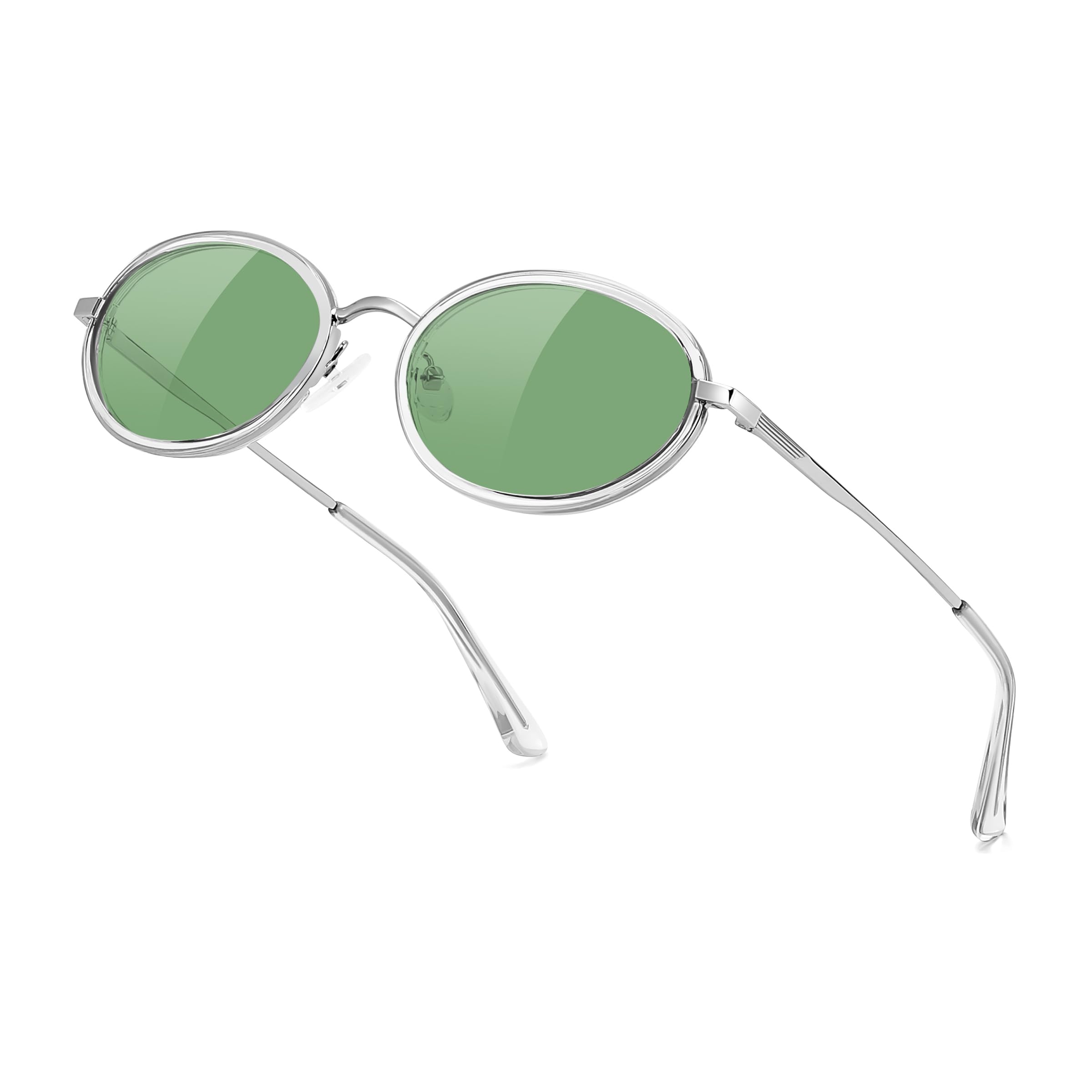 FEISEDY Polarized Oval Metal UV400 Protection Sunglasses for Women Men, Classic Retro Trendy Vintage TR90 Shades B0439