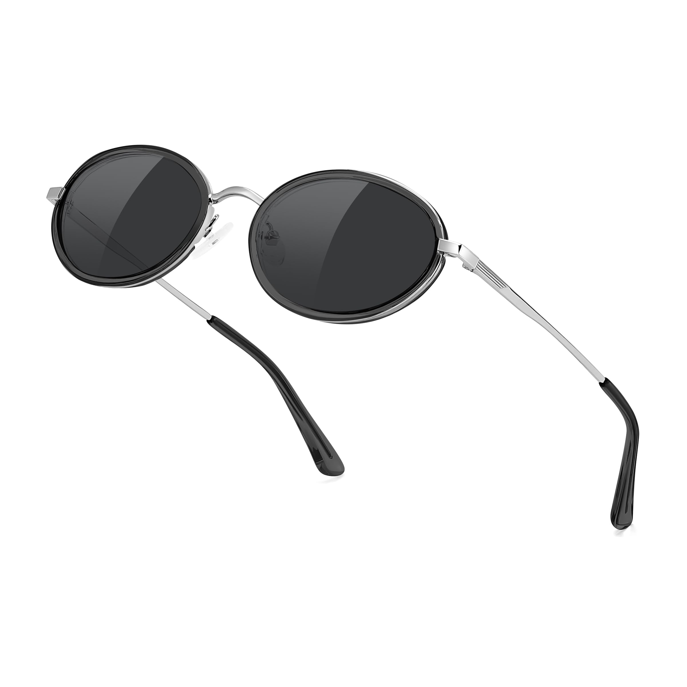 FEISEDY Polarized Oval Metal UV400 Protection Sunglasses for Women Men, Classic Retro Trendy Vintage TR90 Shades B0439