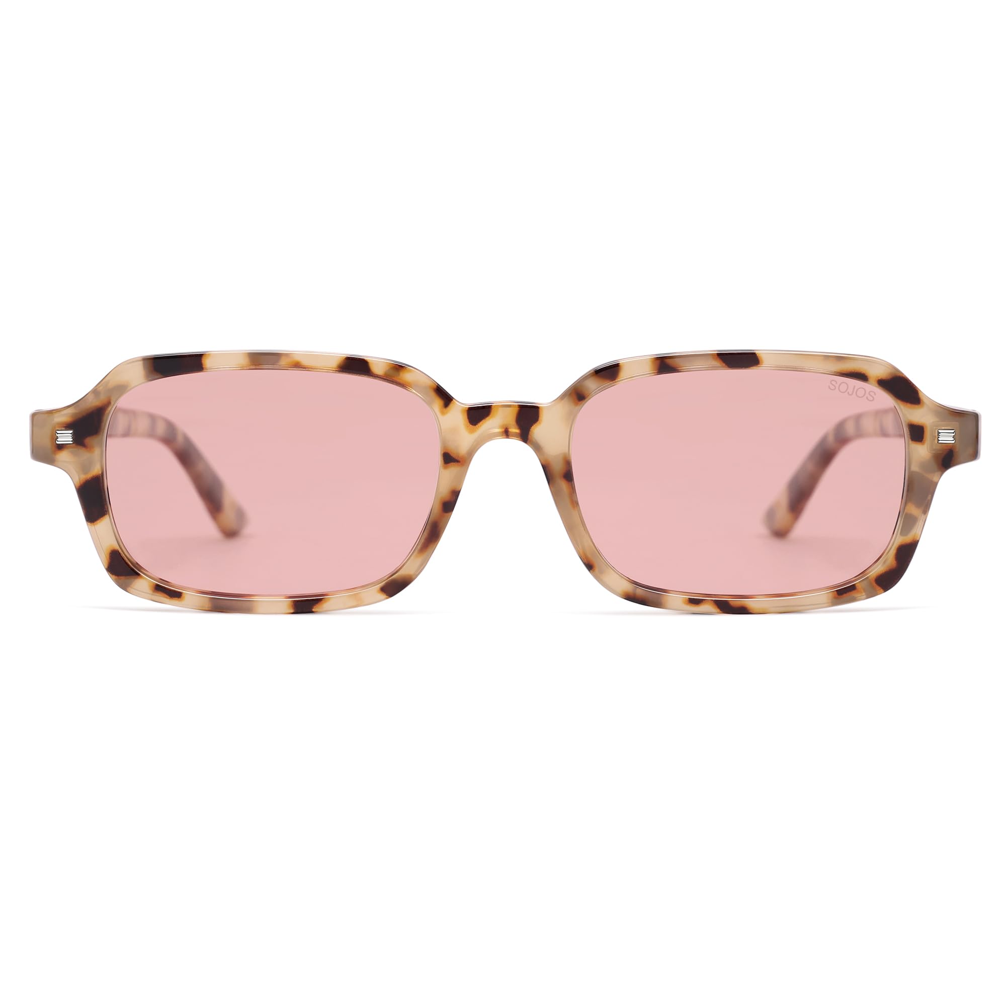 SOJOS Trendy Rectangle Polarized Sunglasses Womens Mens, Small Retro Fashion Thin Slim Square Sunnies SJ2610