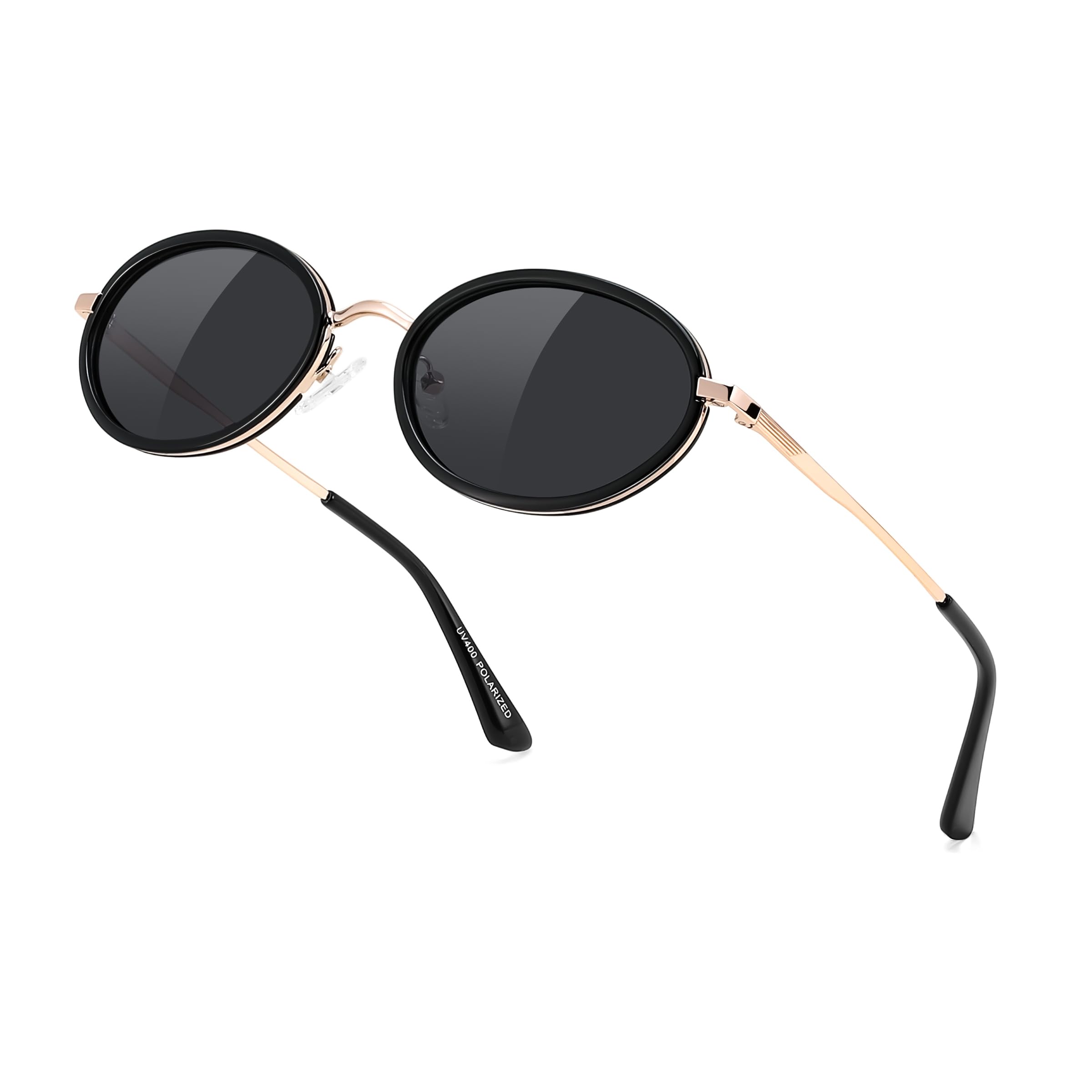 FEISEDY Polarized Oval Metal UV400 Protection Sunglasses for Women Men, Classic Retro Trendy Vintage TR90 Shades B0439