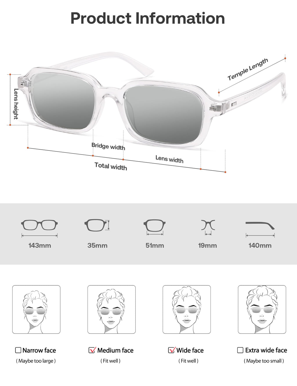 SOJOS Trendy Rectangle Polarized Sunglasses Womens Mens, Small Retro Fashion Thin Slim Square Sunnies SJ2610