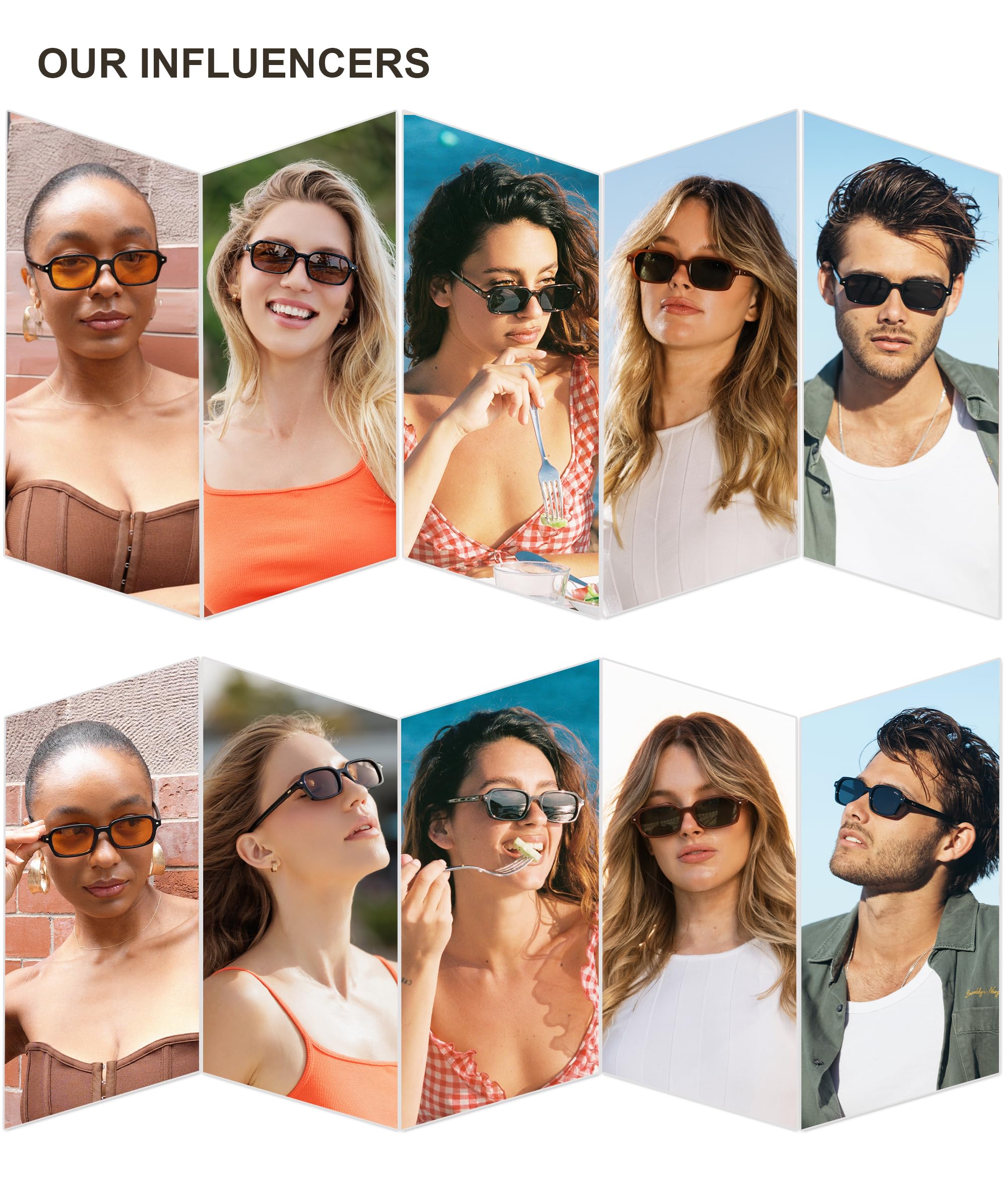SOJOS Trendy Rectangle Polarized Sunglasses Womens Mens, Small Retro Fashion Thin Slim Square Sunnies SJ2610