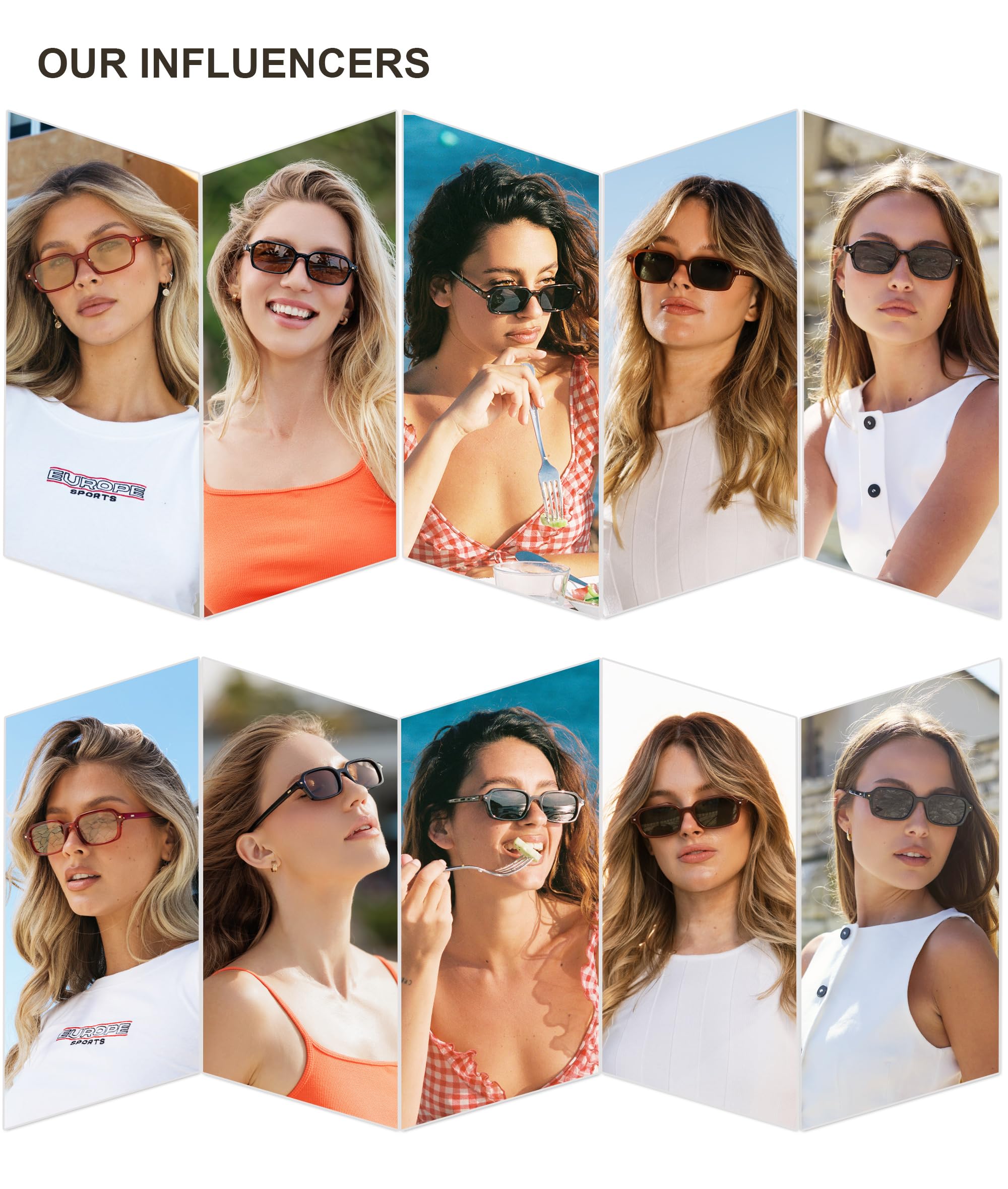 SOJOS Trendy Rectangle Polarized Sunglasses Womens Mens, Small Retro Fashion Thin Slim Square Sunnies SJ2610